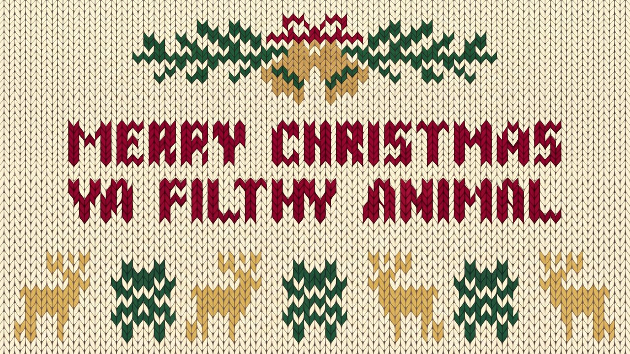 Christmas Quote Wall Art for Samsung Frame TV – Merry Christmas Ya Filthy Animal Knit Style Holiday Artwork