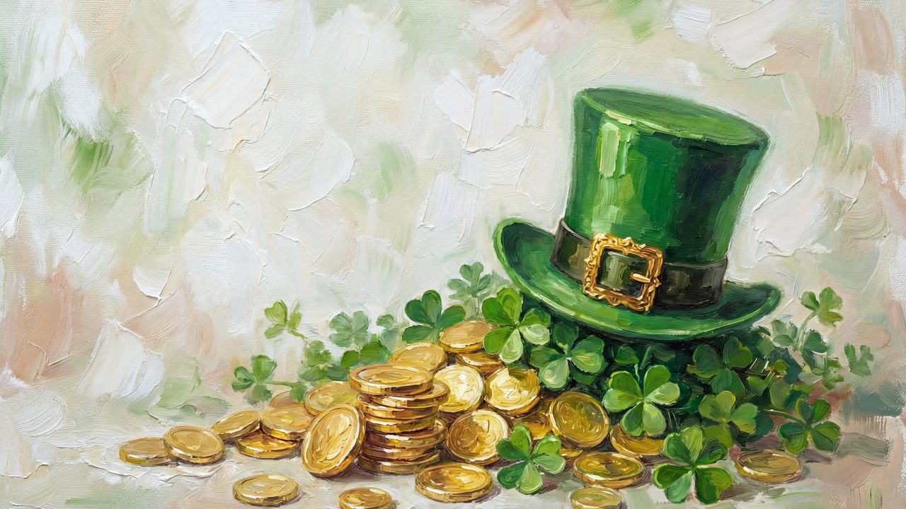 St. Patrick’s Day Samsung Frame TV Art, Pot of Gold TV Decor, Lucky Clover Screen Art, Green Aesthetic Frame Art