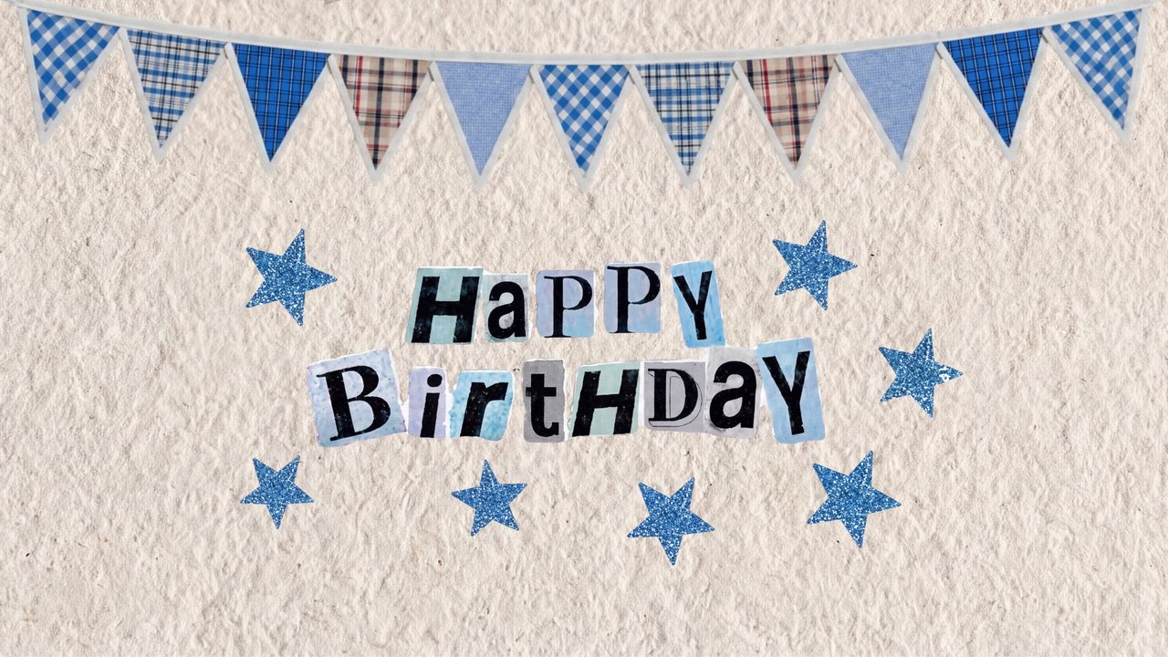 Happy Birthday Frame TV Art, Colorful Party TV Background (Gingham Bunting Happy Birthday)