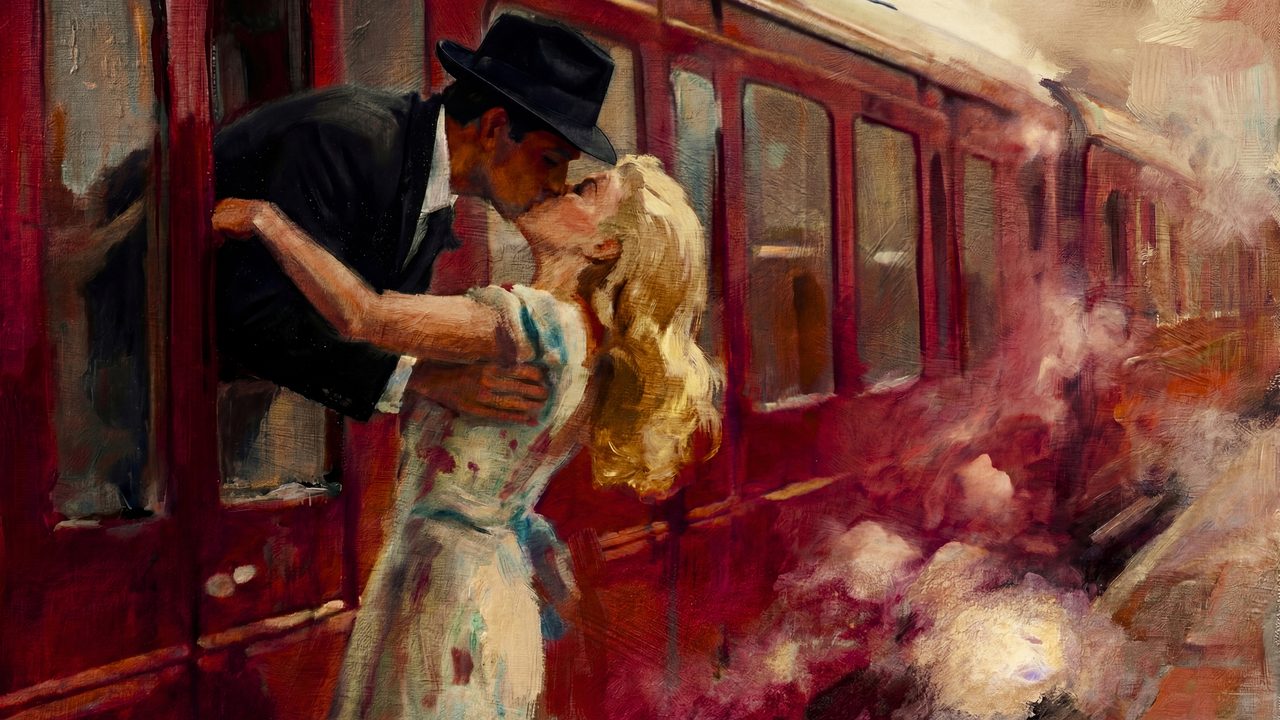 Samsung Frame TV Art Valentine's Day, Vintage Train Kiss Oil Painting, Romantic Couple, Retro Love Story