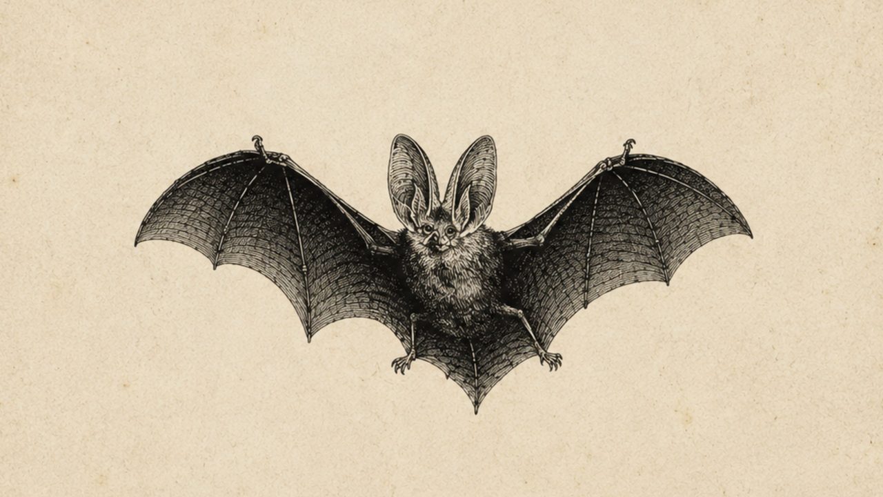 Halloween Frame TV Art, Vintage Moody Oil Painting (Bat Illustration)