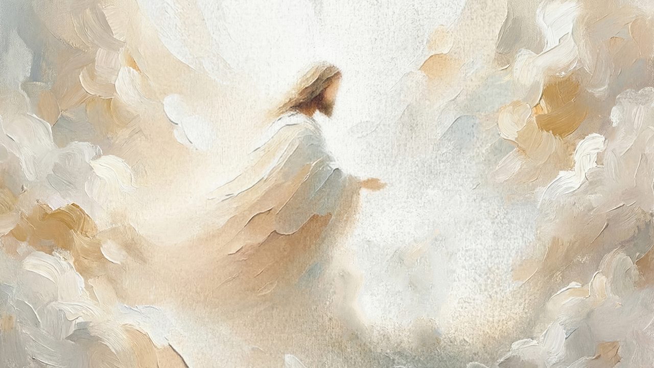 Ascension of Jesus Samsung Frame TV Art, Christian Religious Screen Decor, Christ in Clouds Oil Painting