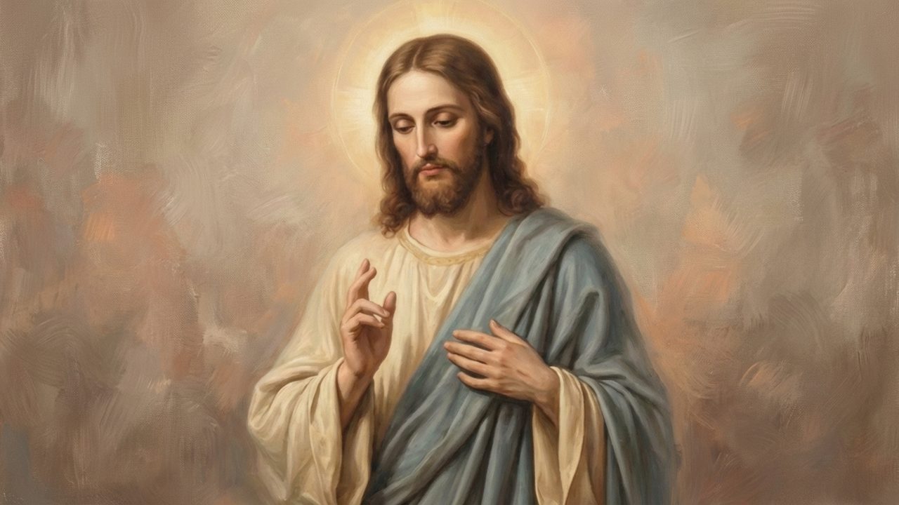 Christian Frame TV Art, Jesus Religious Oil Painting (Jesus Blessing Portrait)