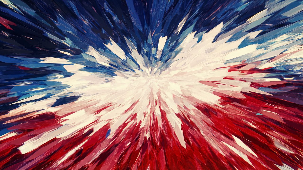 4th of July Frame TV Art, Patriotic American Oil Painting (Patriotic Starburst)