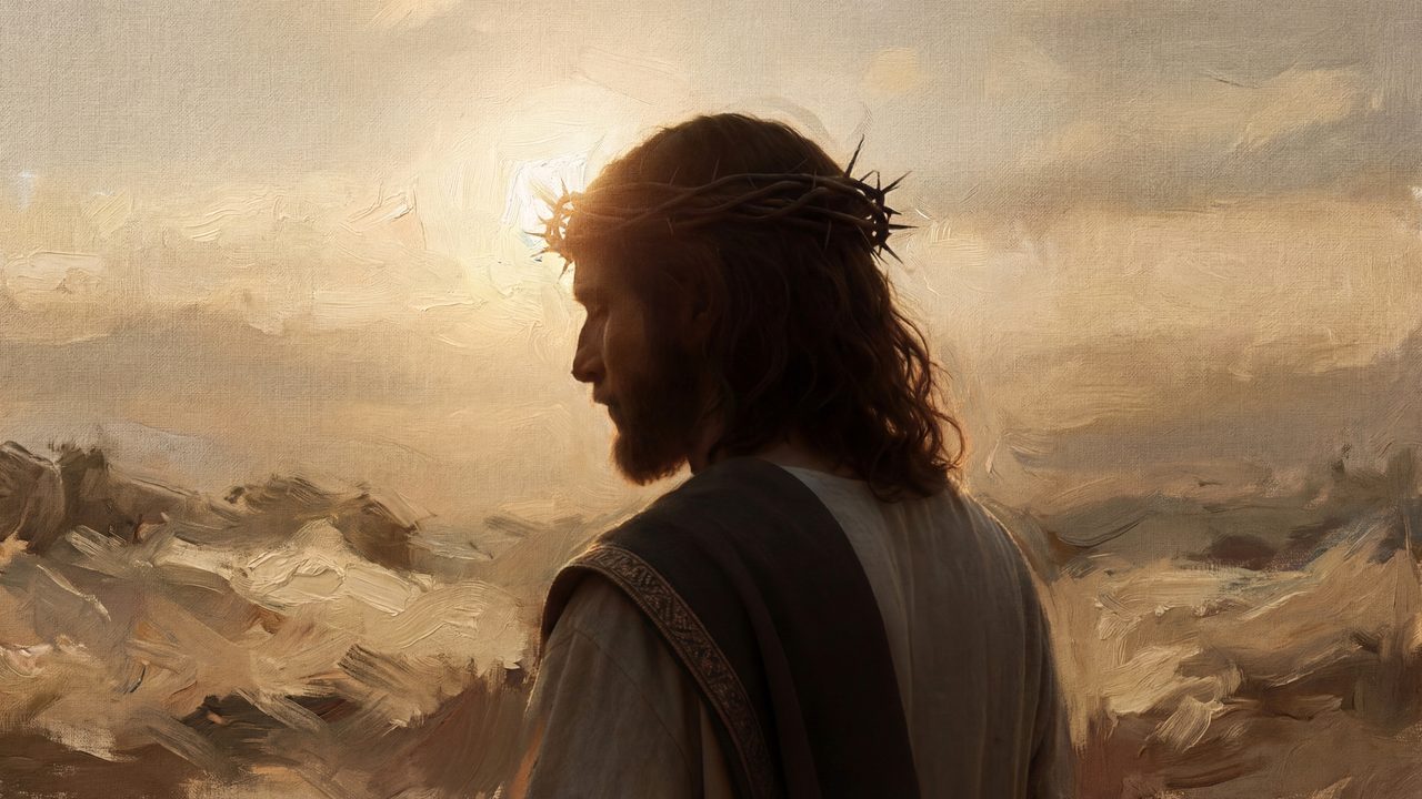 Jesus Crown of Thorns TV Art, Christ in Prayer Christian Oil Painting, Passion of Jesus Samsung Frame TV Art