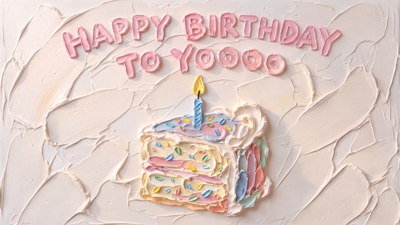 Happy Birthday Frame TV Art, Colorful Party TV Background (Birthday Cake Slice with Candle)