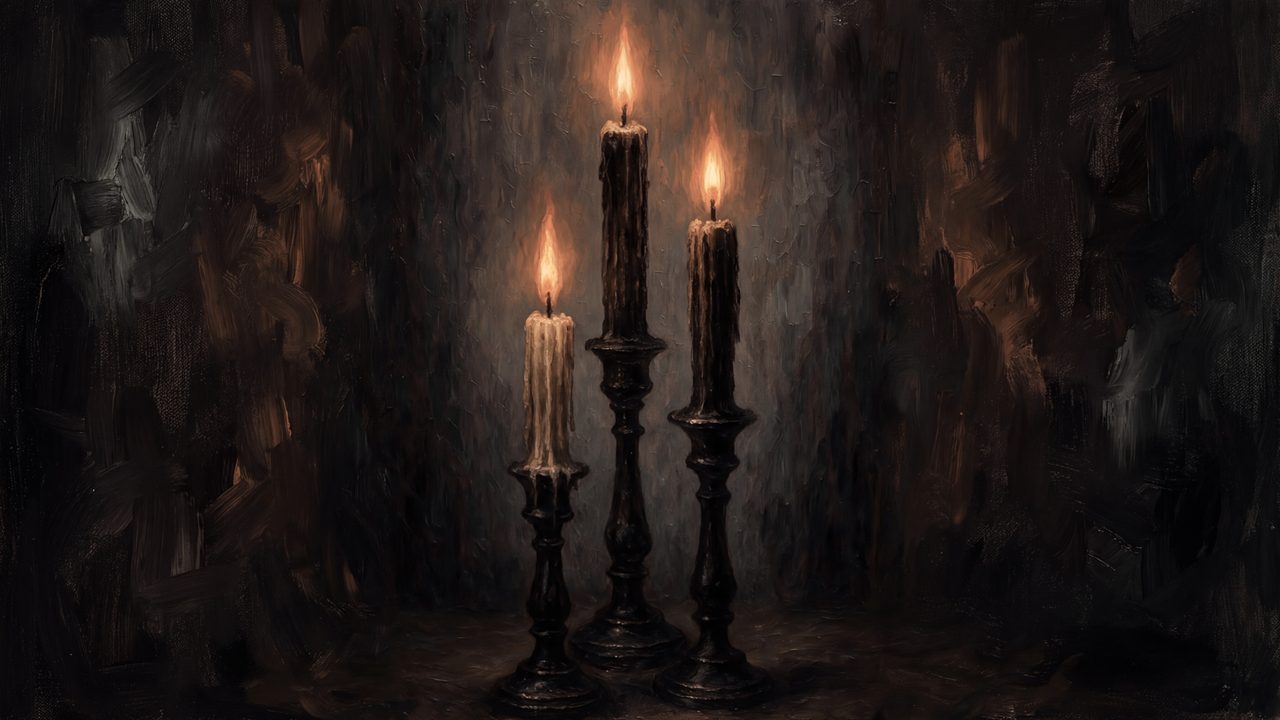 Fall Frame TV Art, Vintage Autumn Oil Painting (Black Candles Burning)