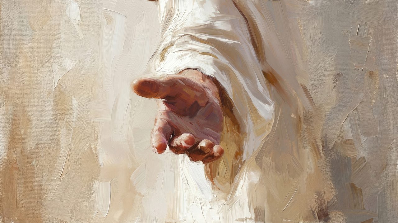 Hand of Jesus Samsung Frame TV Art, Christian Religious Screen Decor, Helping Hand Oil Painting, Faith Based Background