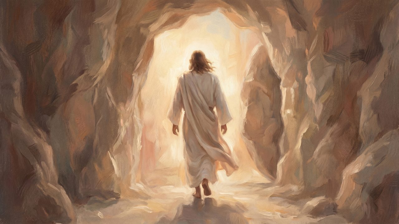 Christian Frame TV Art, Jesus Religious Oil Painting (Jesus Leaving the Tomb)