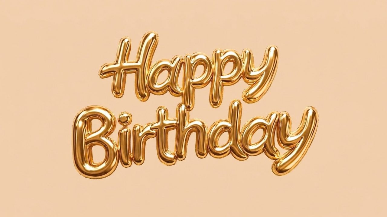 Happy Birthday Frame TV Art, Colorful Party TV Background (Gold Script Happy Birthday)