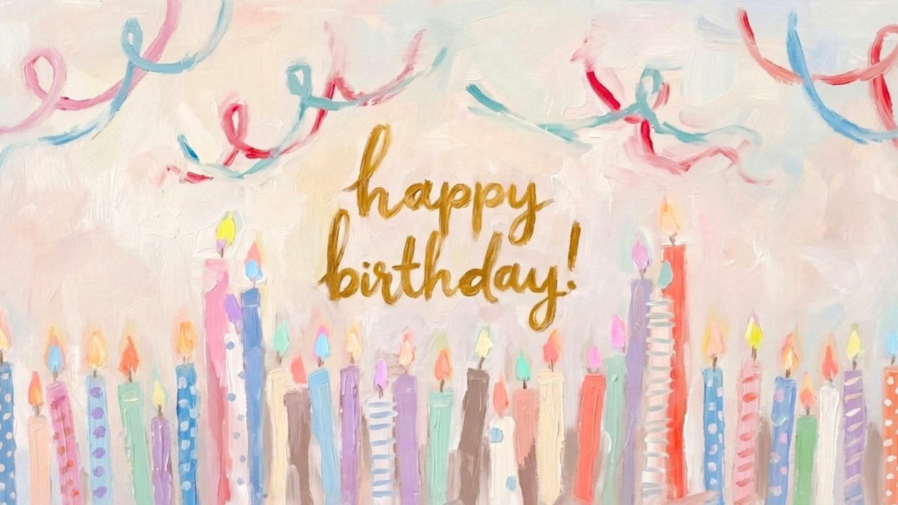 Happy Birthday Frame TV Art, Colorful Party TV Background (Happy Birthday Candle Row)