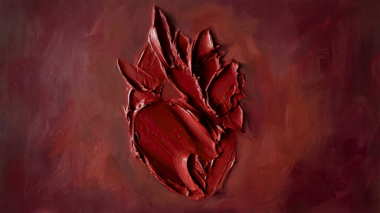 Valentine Frame TV Art, Romantic Vintage Oil Painting (Abstract Red Heart)