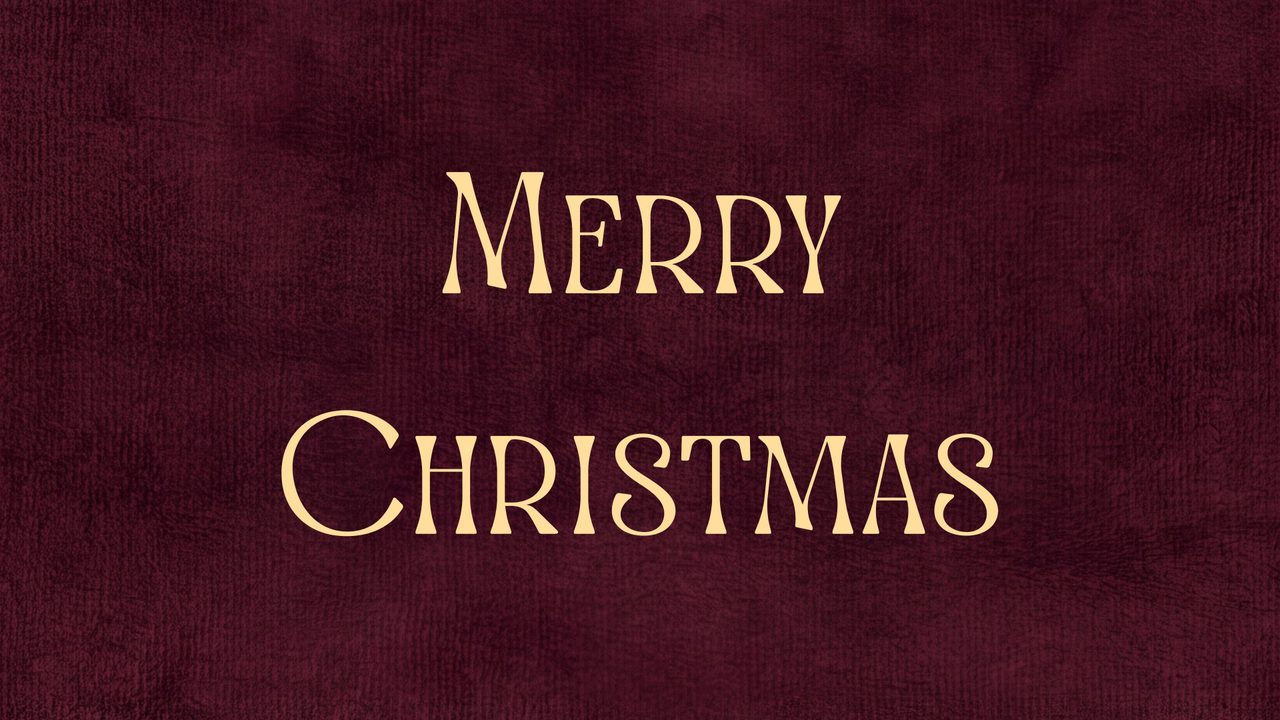 Christmas Frame TV Art, Vintage Holiday Oil Painting (Merry Christmas on Burgundy)