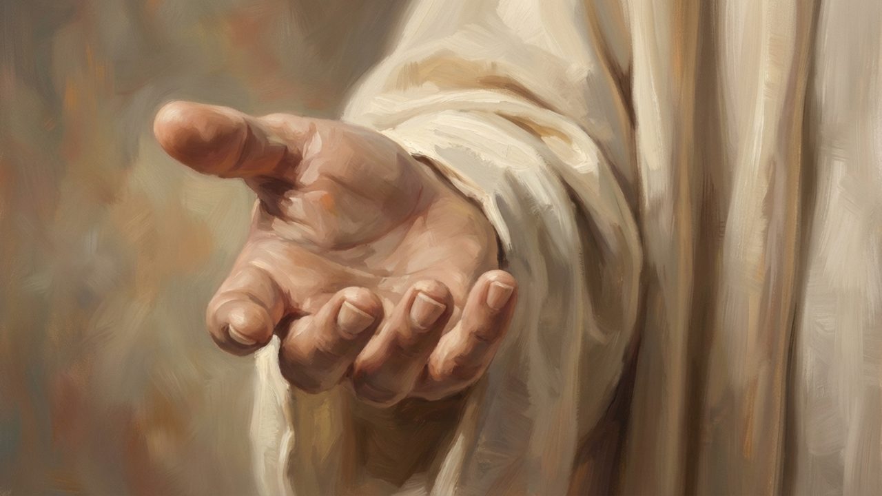 Christian Frame TV Art, Jesus Religious Oil Painting (Outstretched Hand of Jesus)