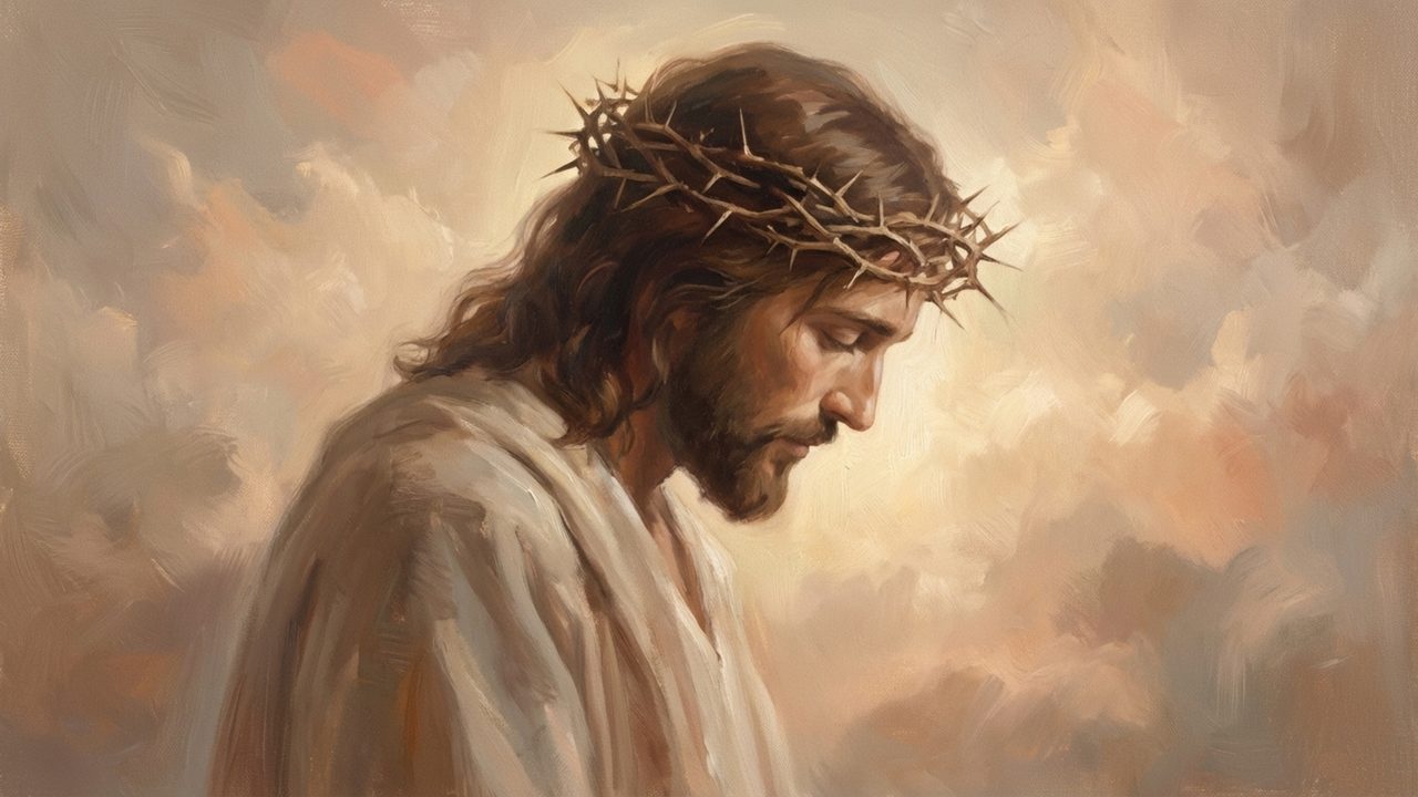 Christian Frame TV Art, Jesus Religious Oil Painting (Jesus with Crown of Thorns 2)