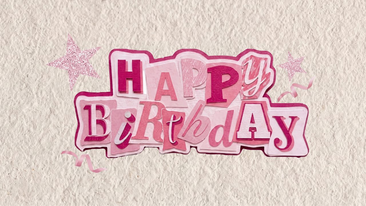 Happy Birthday Frame TV Art, Colorful Party TV Background (Pink Collage Happy Birthday)