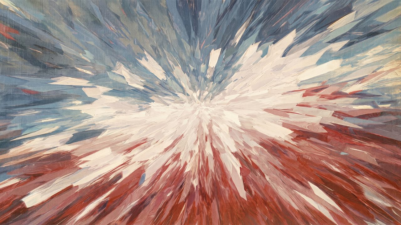 4th of July Frame TV Art, Patriotic American Oil Painting (Patriotic Starburst Abstract)