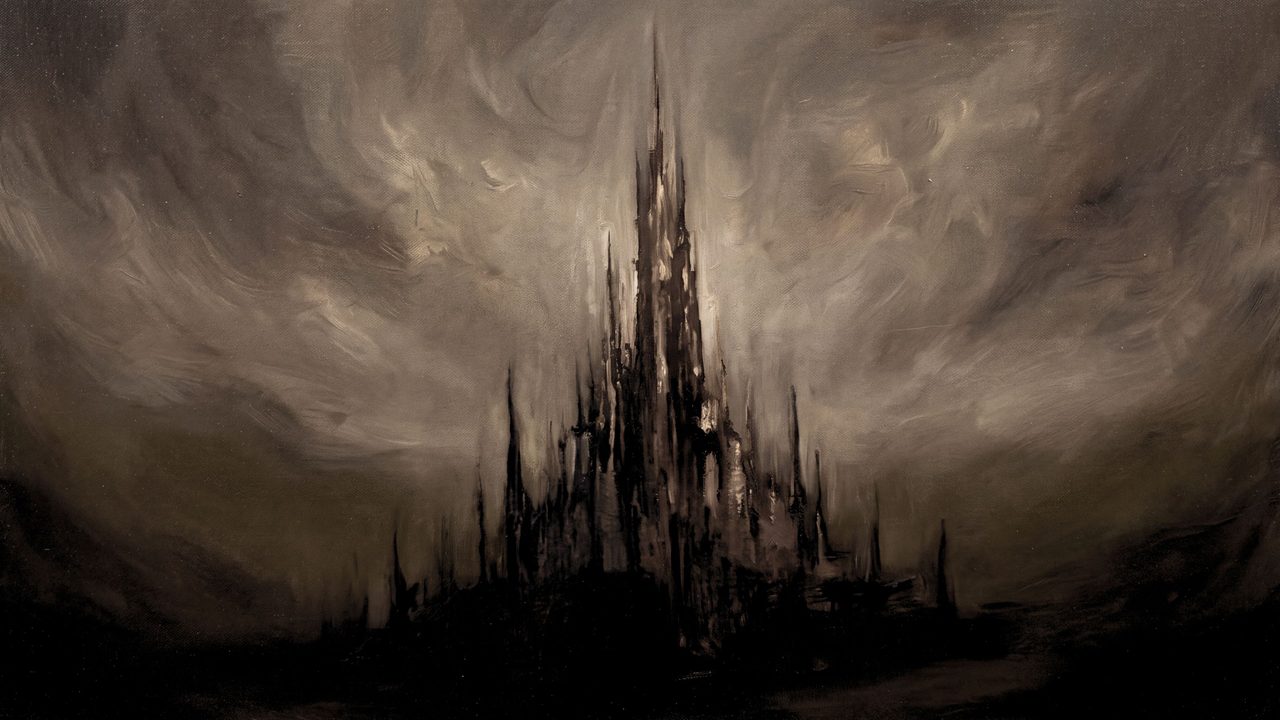 Fall Frame TV Art, Vintage Autumn Oil Painting (Gothic Castle Silhouette)