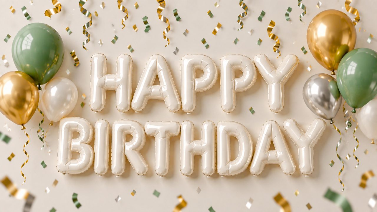 Happy Birthday Frame TV Art, Colorful Party TV Background (Happy Birthday Sage Balloons)