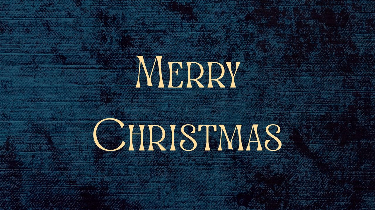 Christmas Frame TV Art, Vintage Holiday Oil Painting (Merry Christmas on Navy)