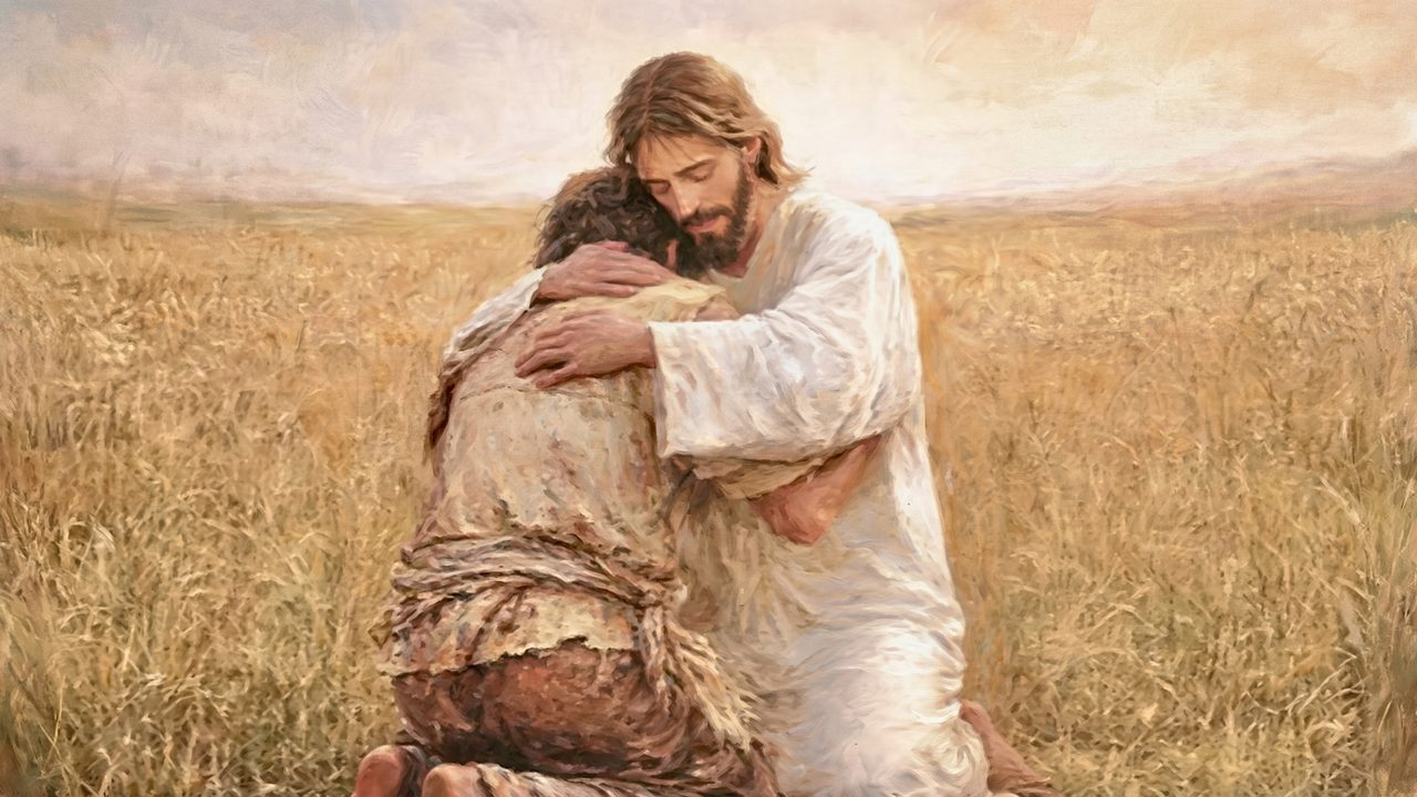 Christian Frame TV Art, Jesus Religious Oil Painting (Jesus Embracing Prodigal Son)