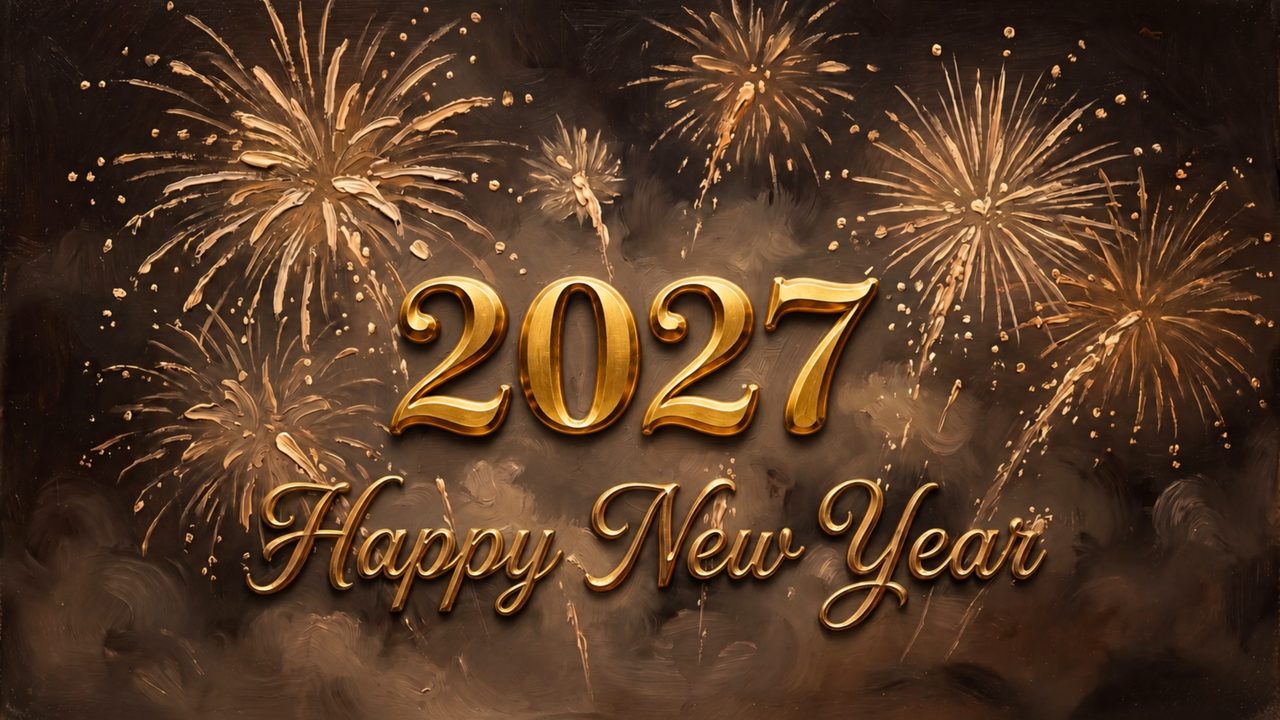 New Year Frame TV Art, Festive Celebration TV Background (2027 Happy New Year)