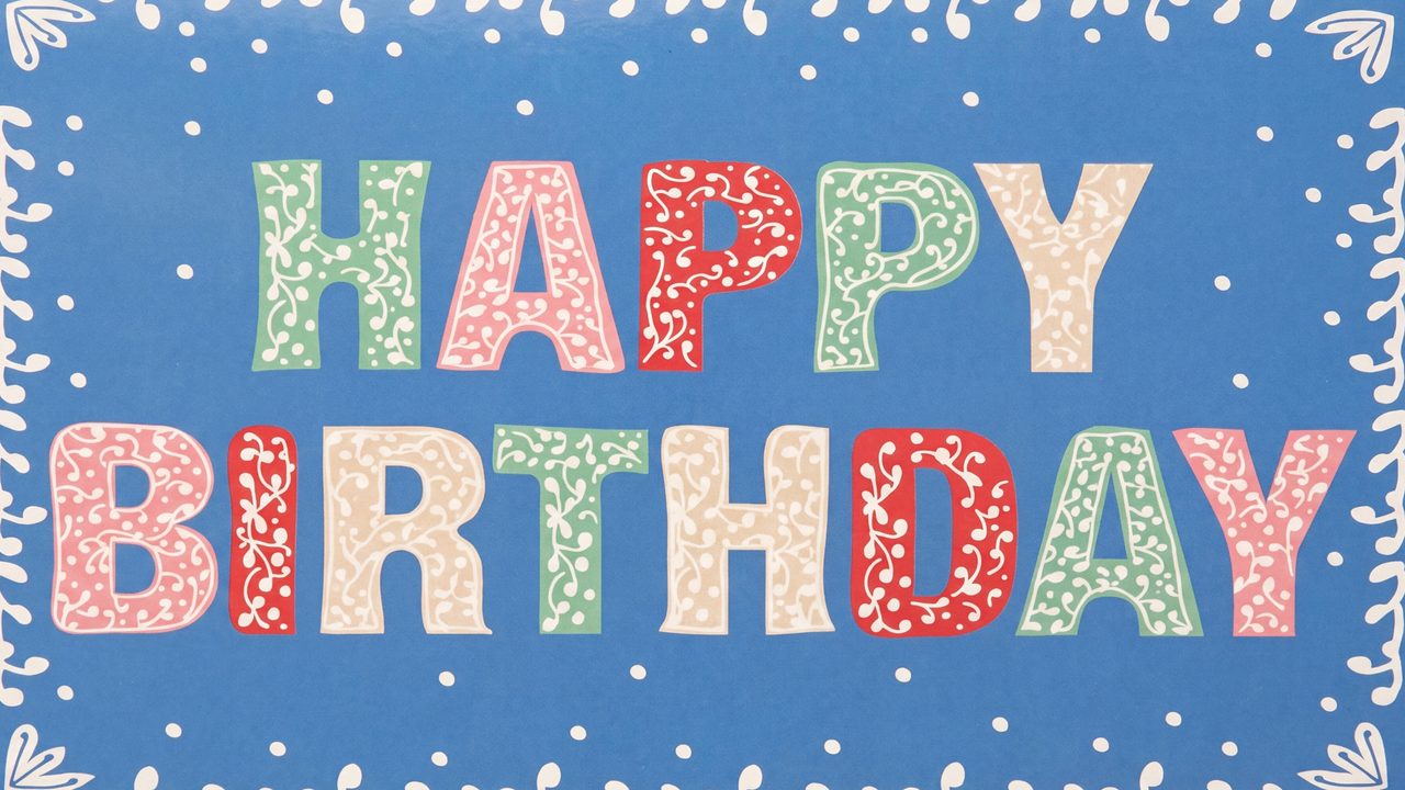 Happy Birthday Frame TV Art, Colorful Party TV Background (Floral Letters Happy Birthday)