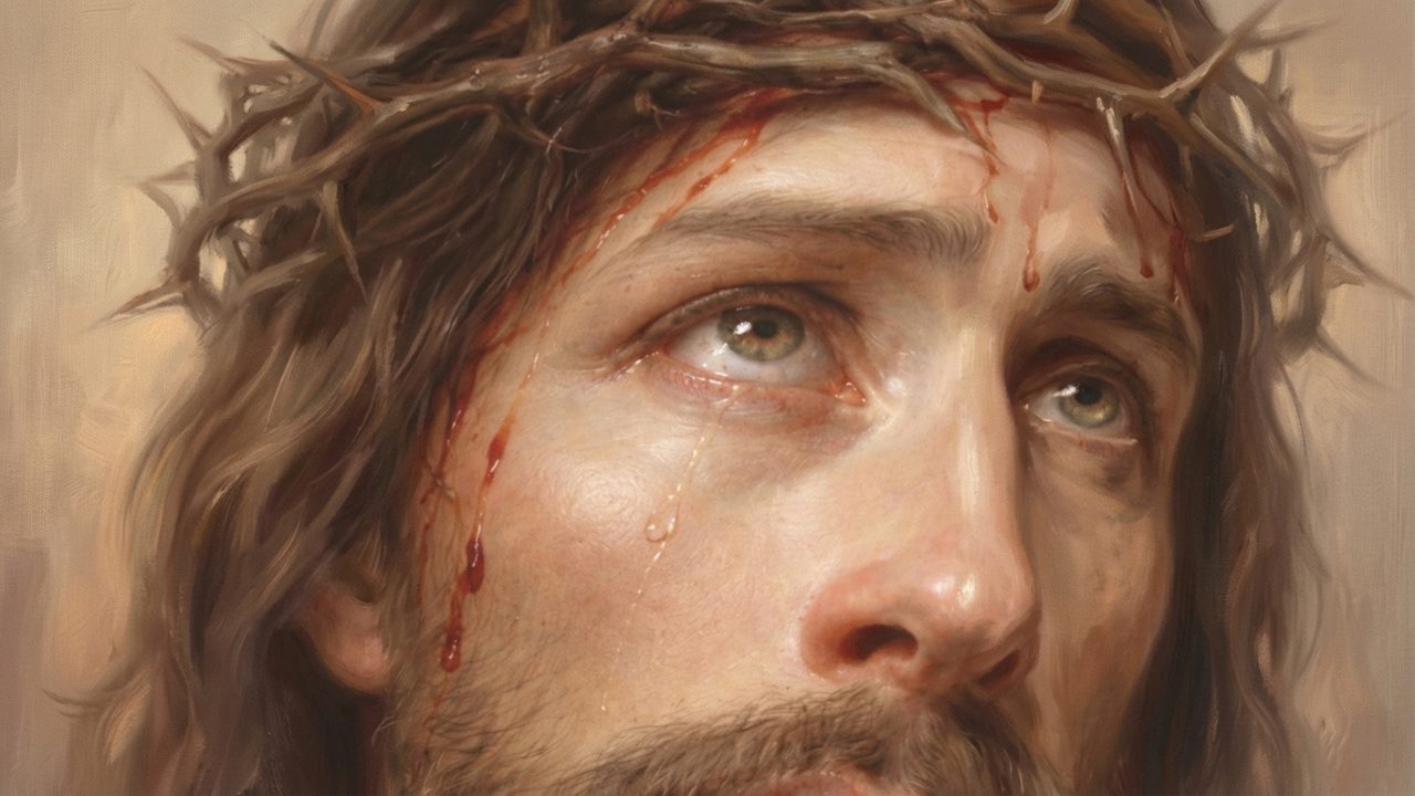 Christian Frame TV Art, Jesus Religious Oil Painting (Jesus with Crown of Thorns)
