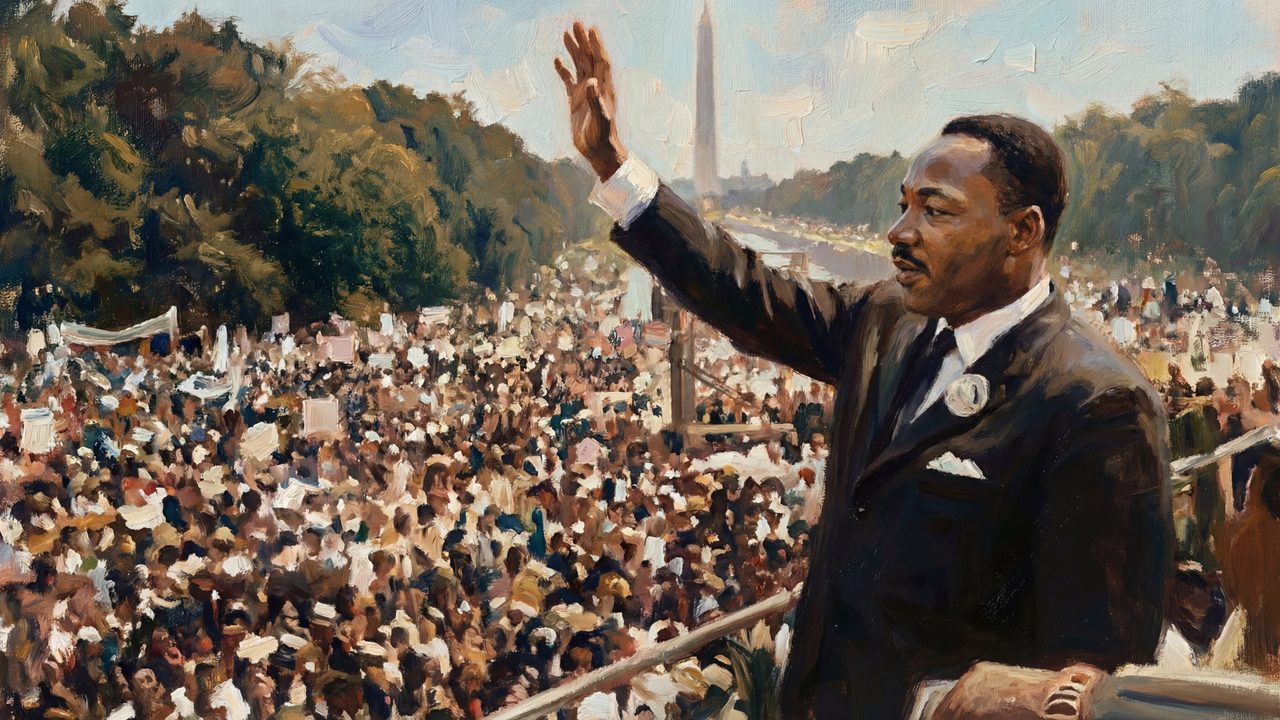Martin Luther King Jr. Day Frame TV Art, Historical Portrait Oil Painting (Martin Luther King Jr Speech)