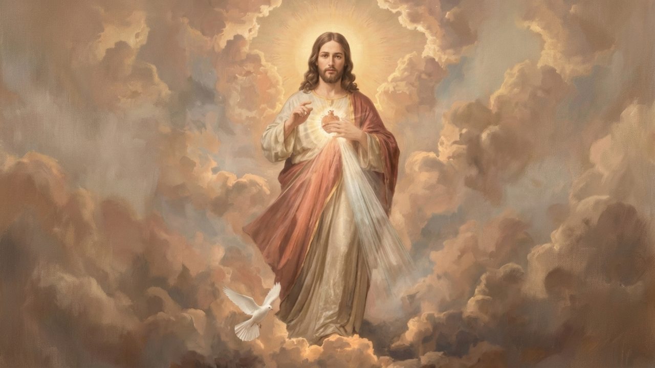 Christian Frame TV Art, Jesus Religious Oil Painting (Sacred Heart of Jesus)