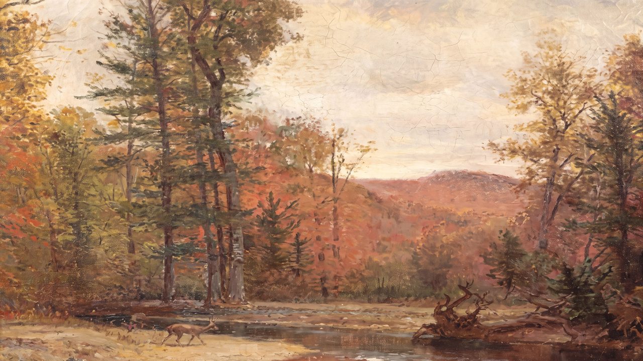 Fall Frame TV Art, Vintage Autumn Oil Painting (Autumn Forest and Hills)