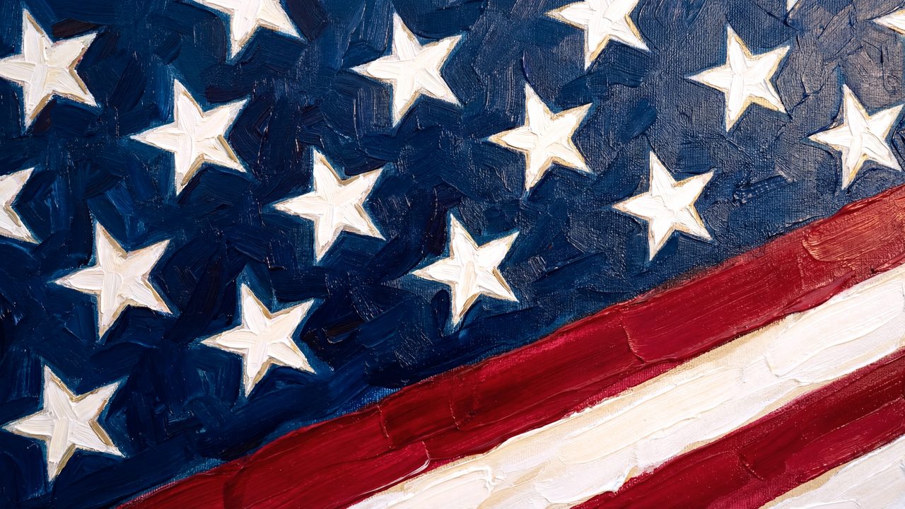 4th of July Frame TV Art, Patriotic American Oil Painting (Stars and Stripes Close-Up)