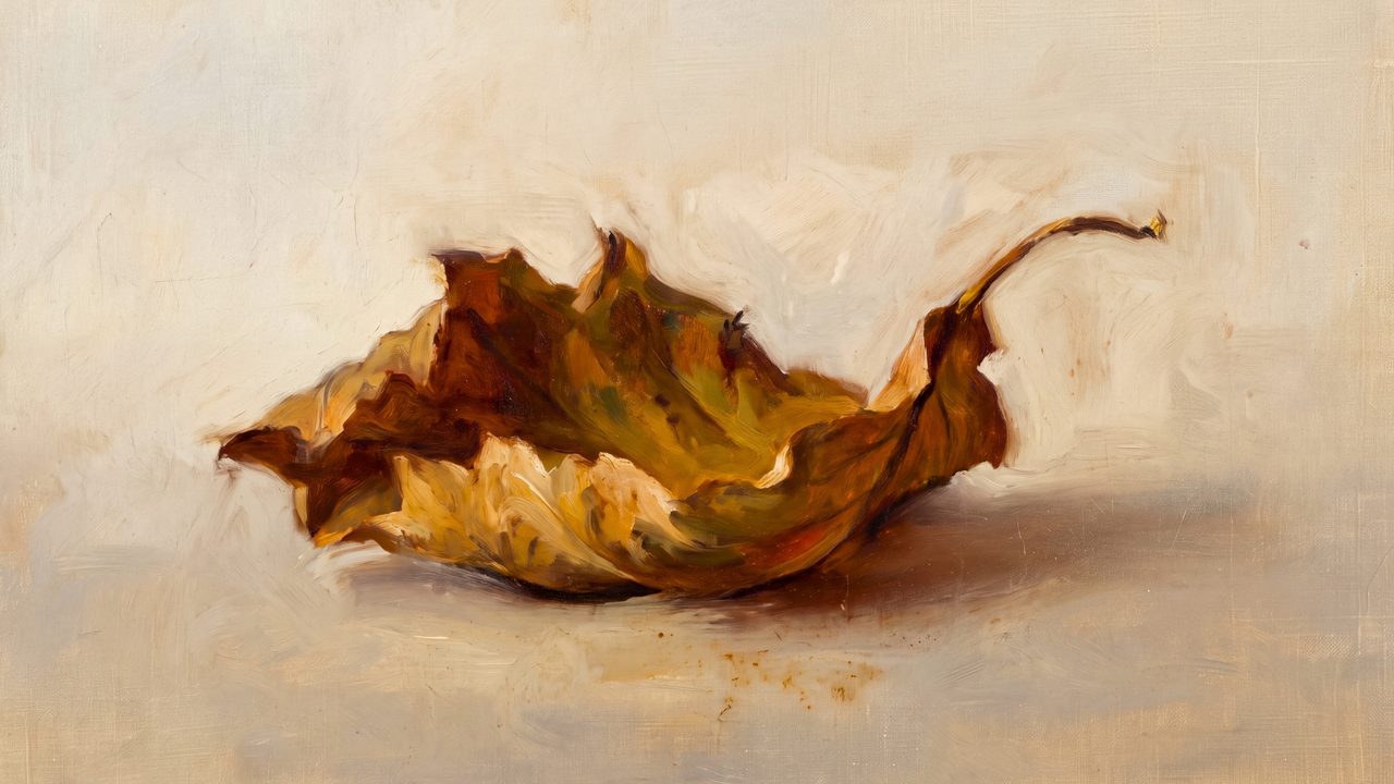 Fall Frame TV Art, Vintage Autumn Oil Painting (Dried Autumn Leaf)