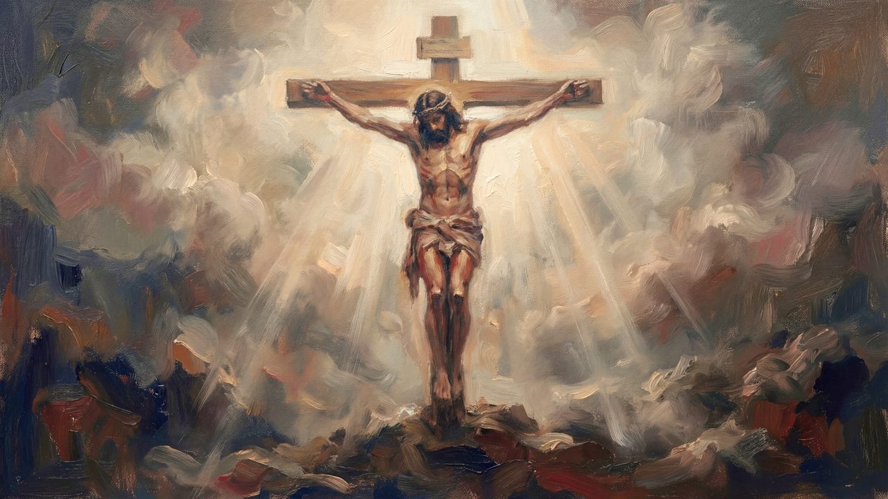 Crucifixion of Jesus TV Art, Christ on the Cross Christian Oil Painting, Good Friday Samsung Frame TV Art