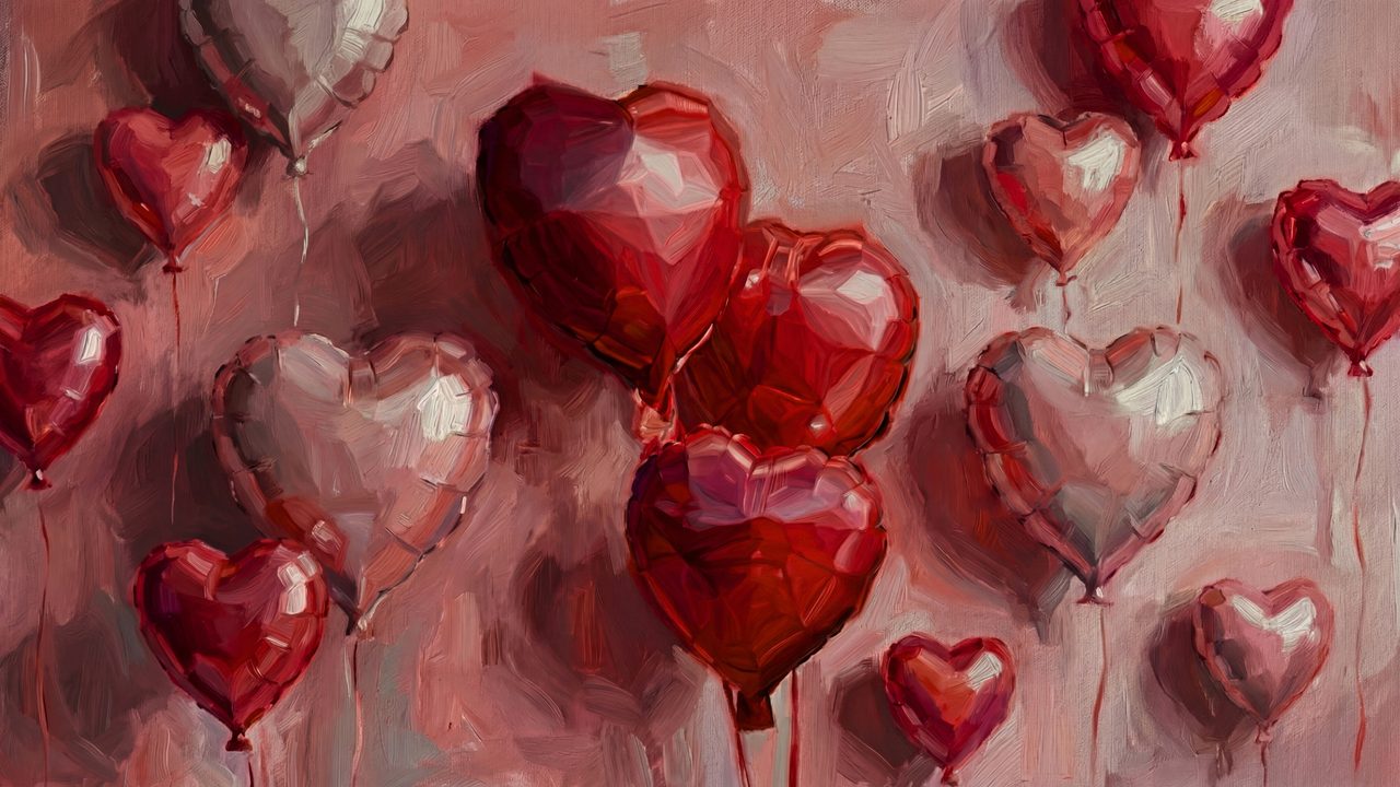 Valentine Frame TV Art Set | Romantic Red and Pink Balloons TV Art | Classic Love & Rose Aesthetic | Samsung Frame TV