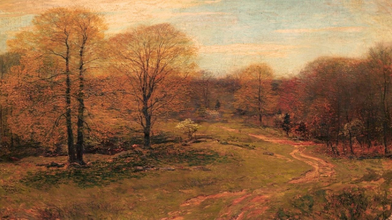 Fall Frame TV Art, Vintage Autumn Oil Painting (Autumn Woodland Path)