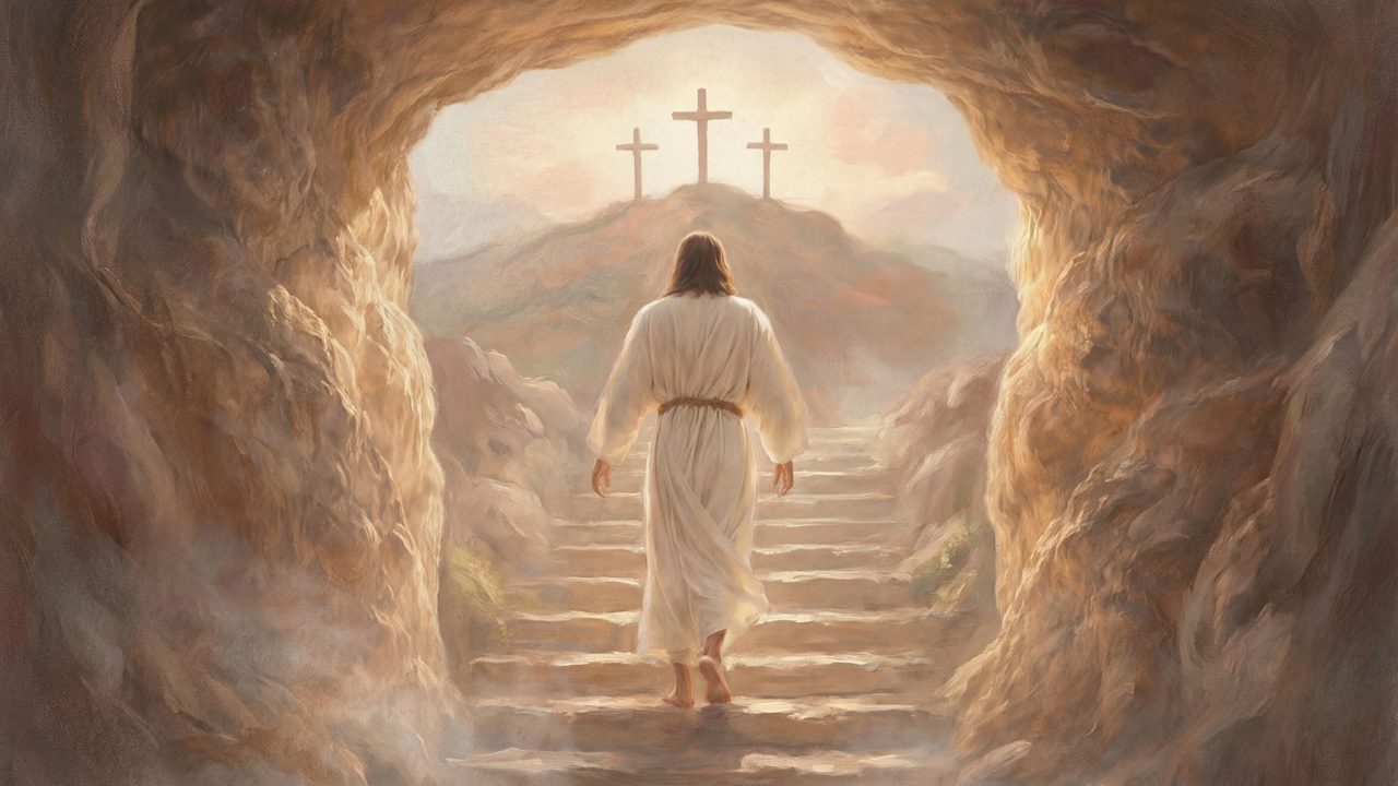 Christian Frame TV Art, Jesus Religious Oil Painting (Jesus Walking to Calvary)