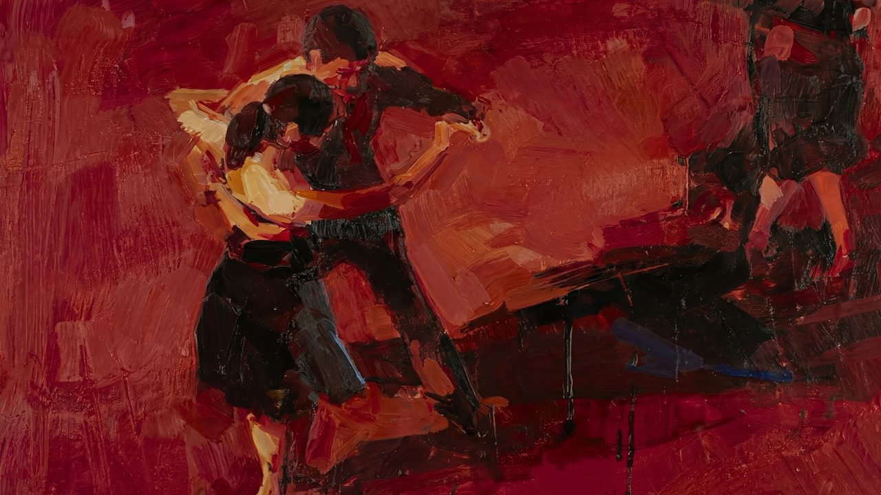 Samsung Frame TV Art Valentine's Day, Romantic Couple Dancing, Abstract Red Oil Painting, Modern Love Art, 4K Download