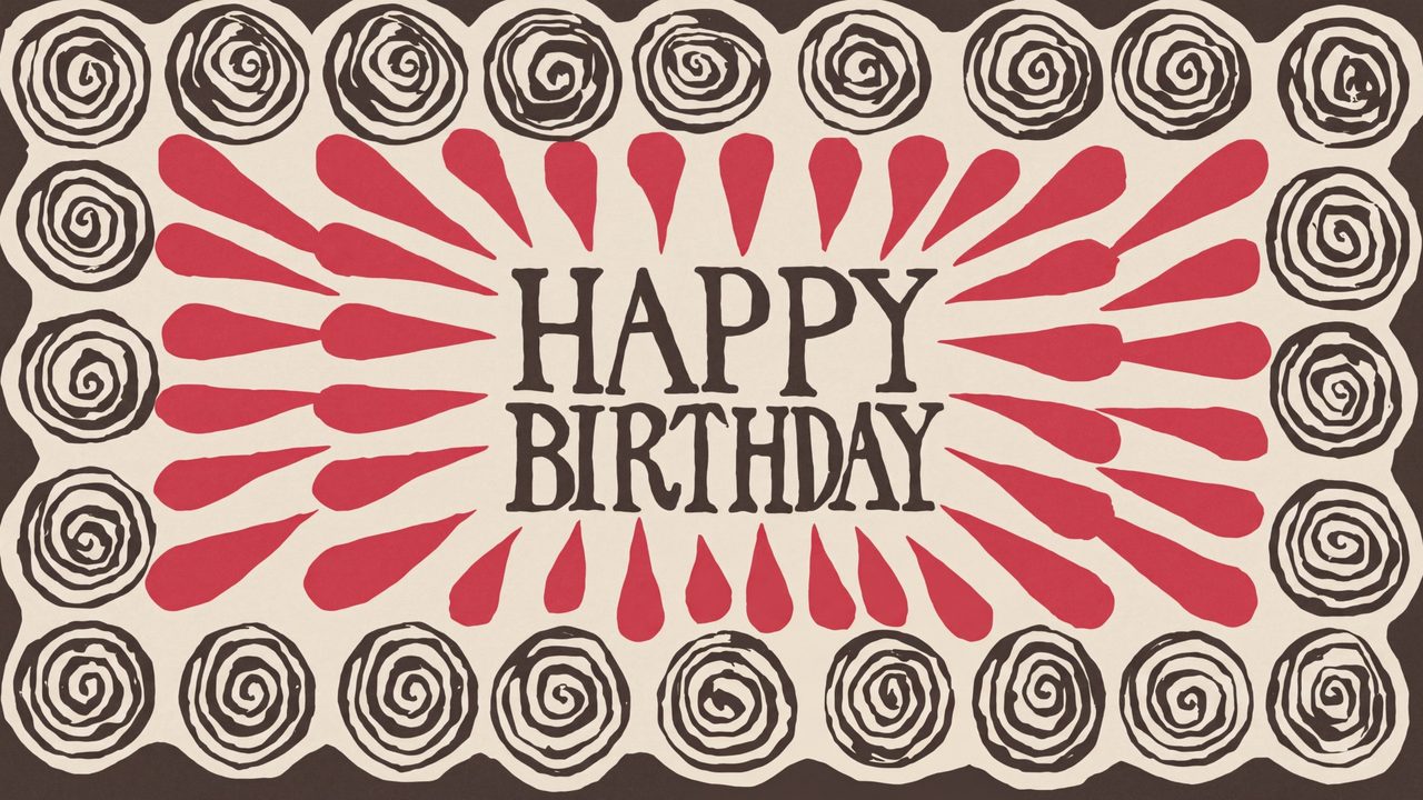 Happy Birthday Frame TV Art, Colorful Party TV Background (Swirl Border Happy Birthday)