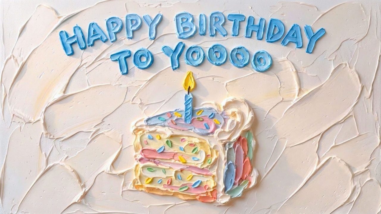 Happy Birthday Frame TV Art, Colorful Party TV Background (Happy Birthday Cake Slice)