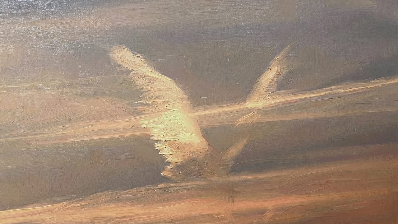 Christian Frame TV Art, Jesus Religious Oil Painting (Angel Wings in Sky)