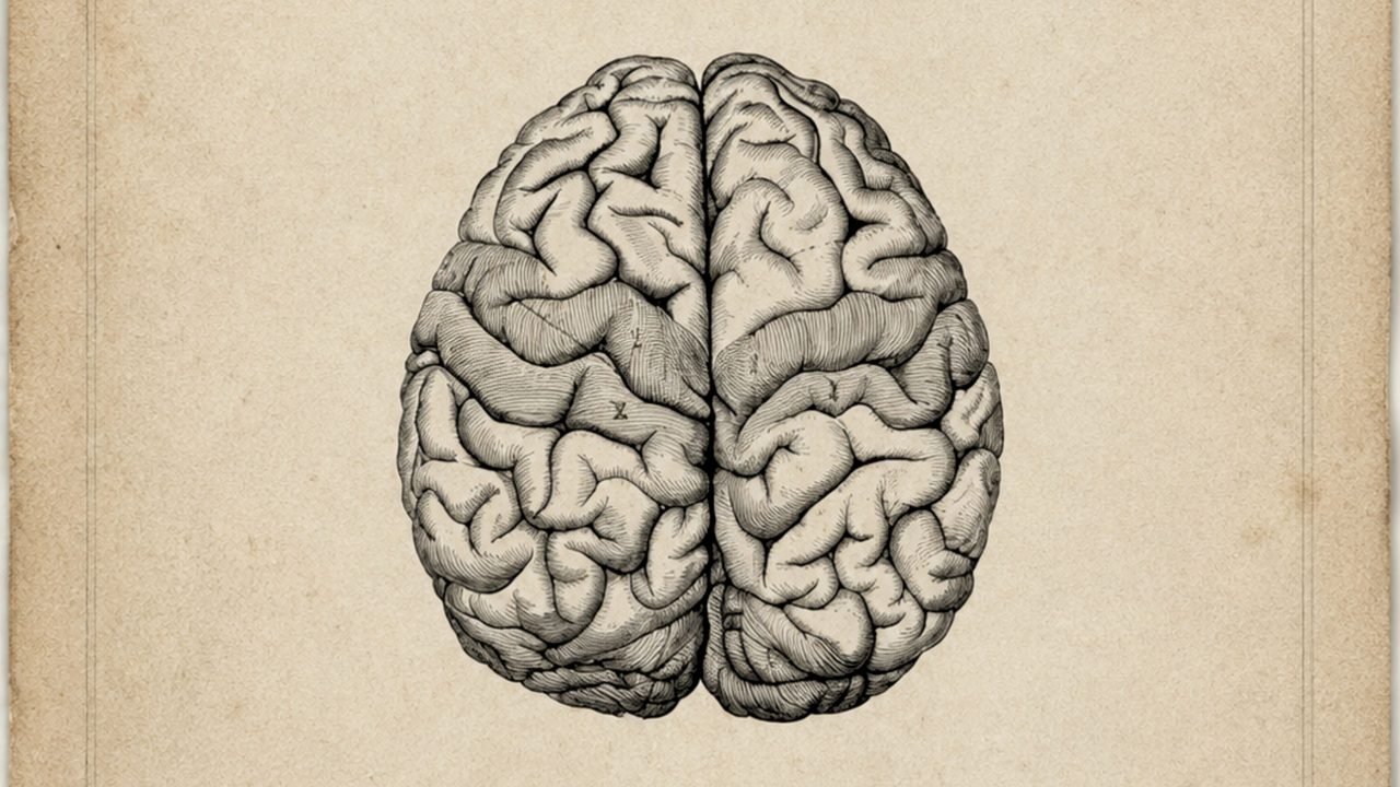 Halloween Frame TV Art, Vintage Moody Oil Painting (Human Brain Sketch)