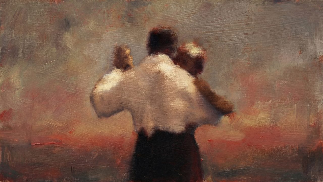 Valentine Frame TV Art, Romantic Vintage Oil Painting (Couple Dancing Closely)