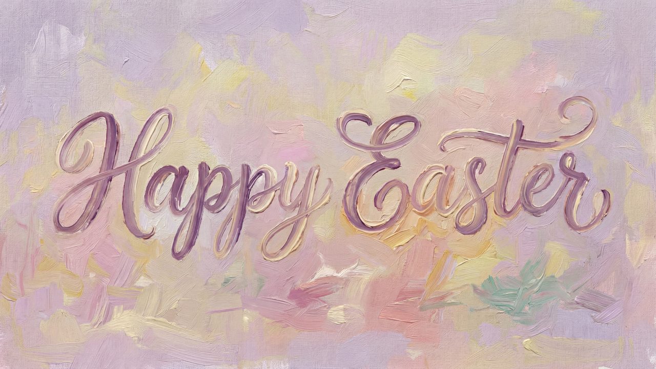 Happy Easter Samsung Frame TV Art, Holiday Typography Oil Painting, 4K Digital Download, Spring TV Decor