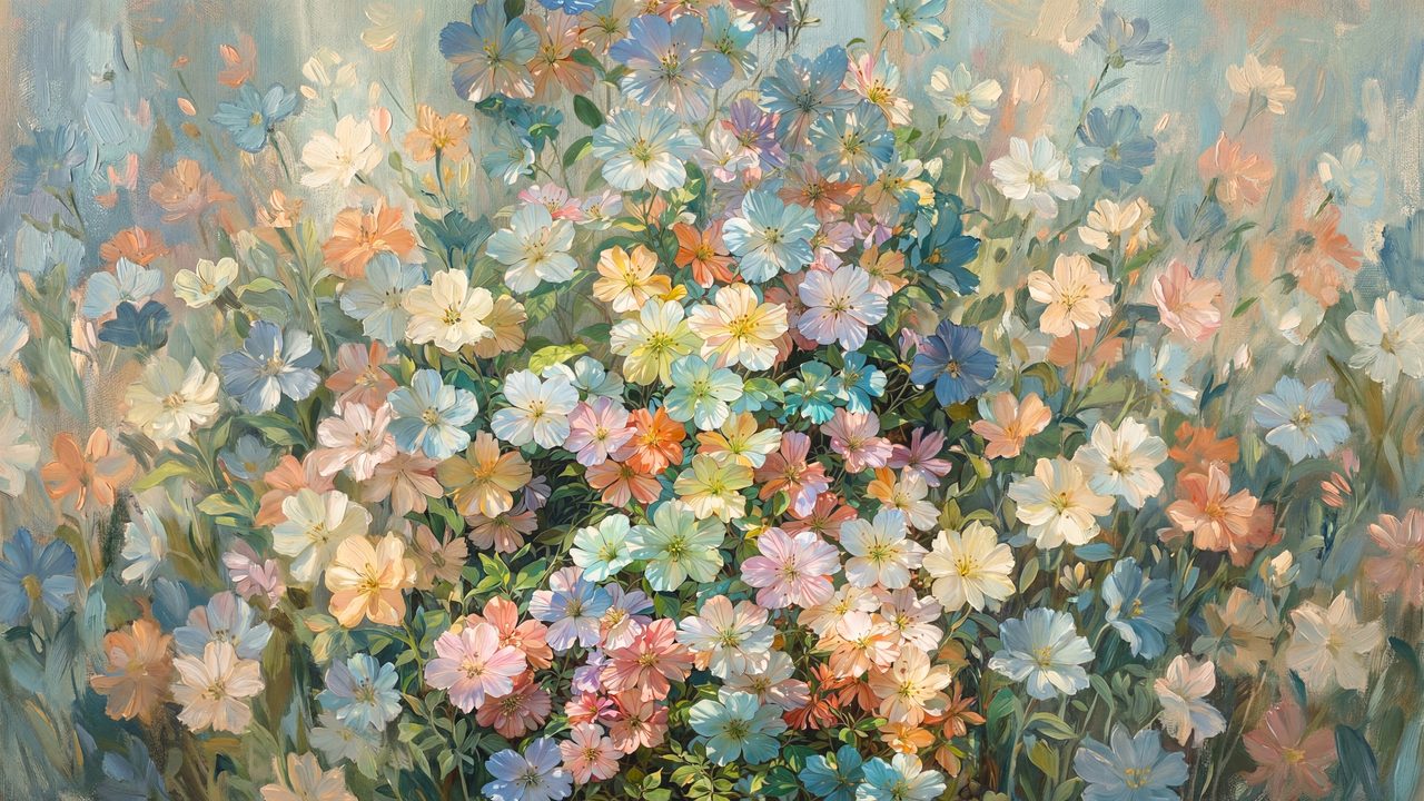 Spring Wildflower Bouquet Samsung Frame TV Art, Floral Meadow Oil Painting, 4K Digital Download