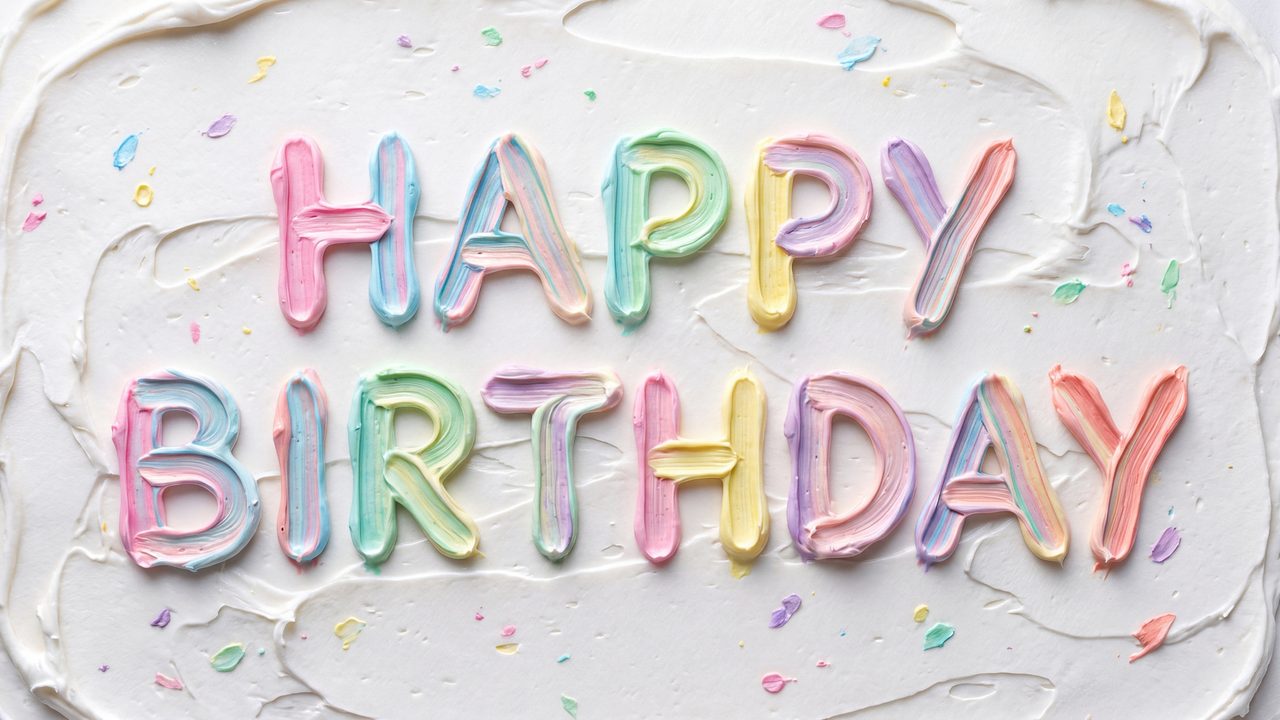 Happy Birthday Frame TV Art, Colorful Party TV Background (Pastel Frosting Happy Birthday)