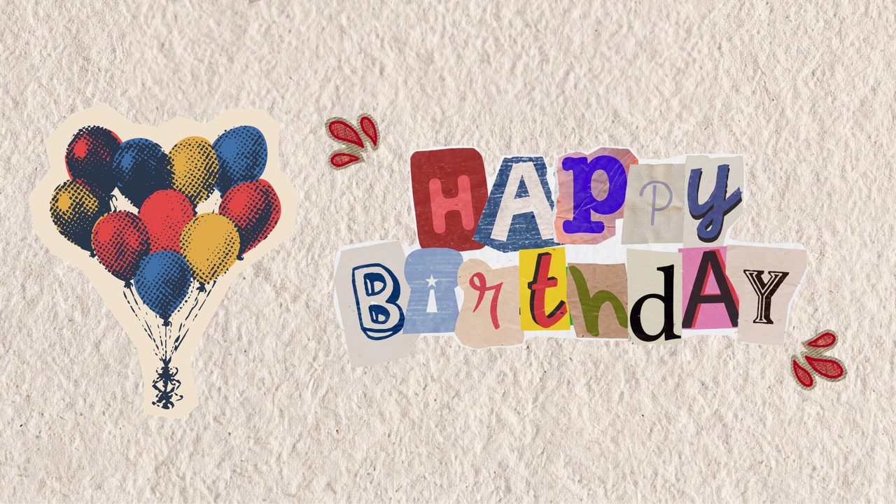 Happy Birthday Frame TV Art, Colorful Party TV Background (Collage Birthday with Balloons)