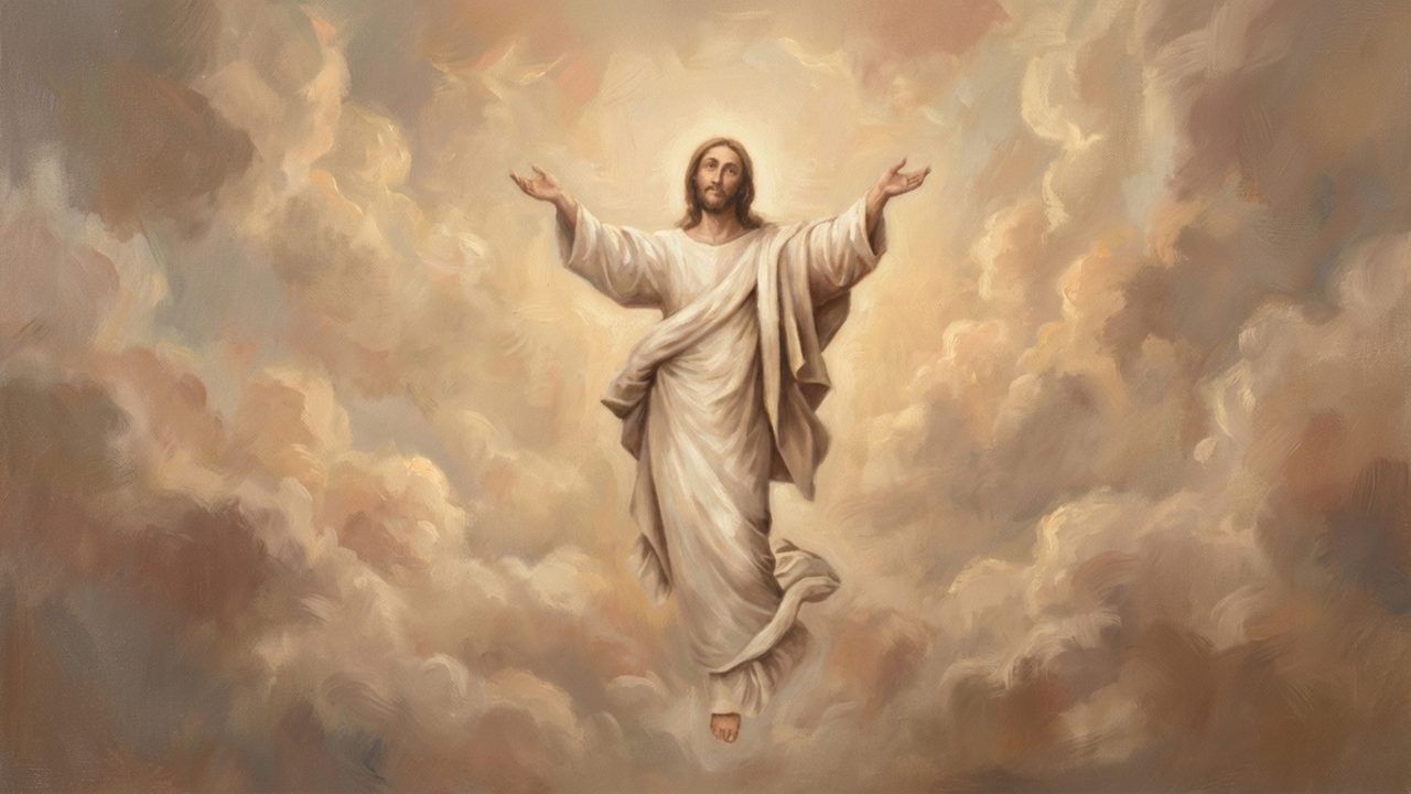 Christian Frame TV Art, Jesus Religious Oil Painting (Ascension of Jesus)