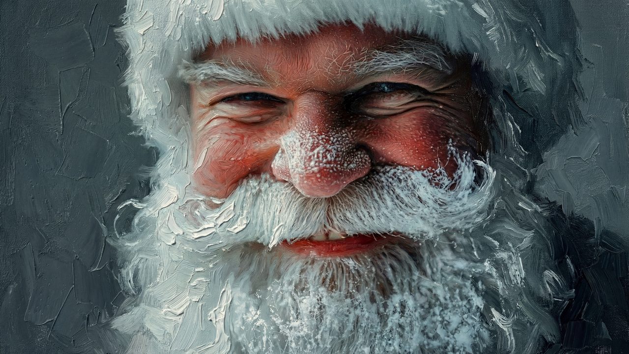 Samsung Frame TV Art Santa Portrait • Vintage Oil Painting Christmas Close-Up • Festive Holiday Wall Art Digital