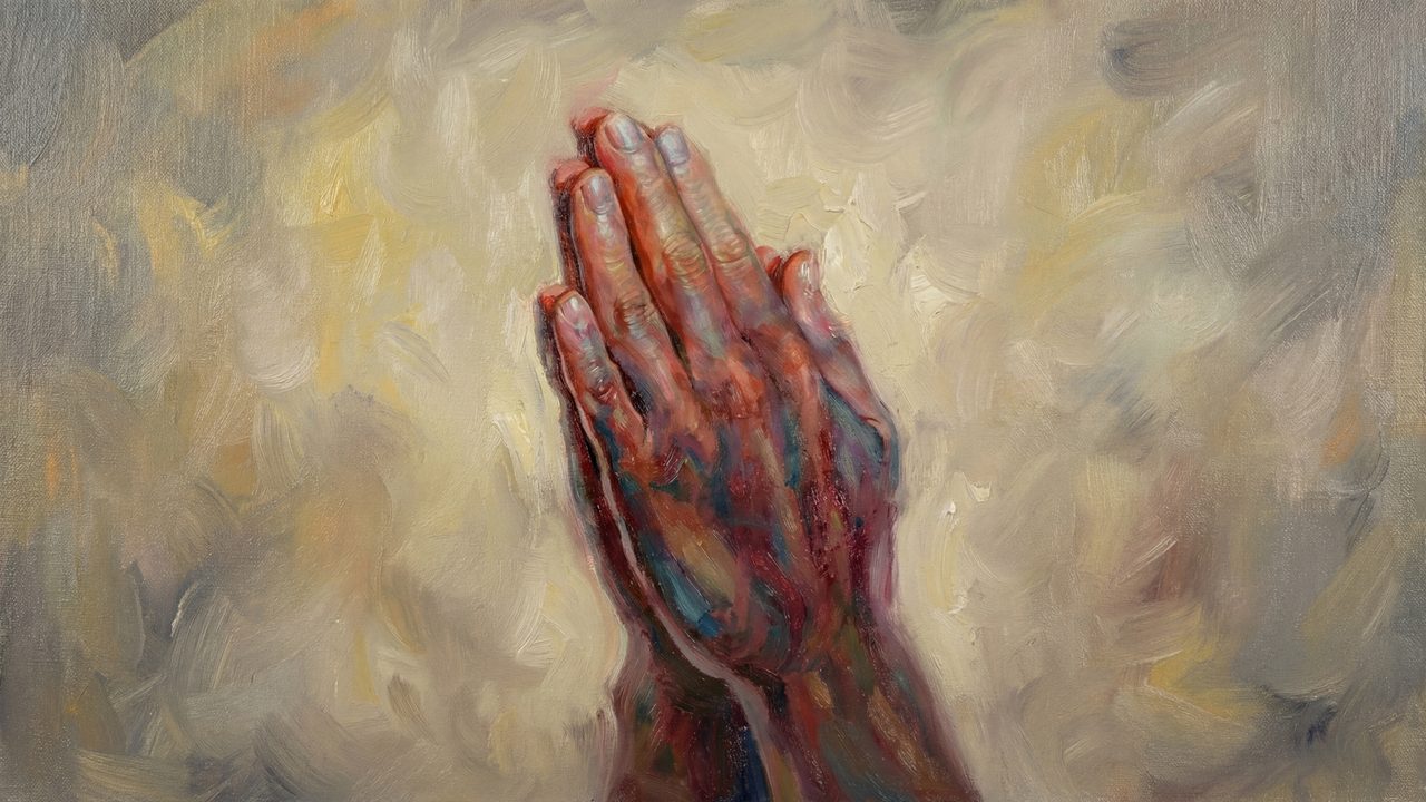 Christian Frame TV Art, Jesus Religious Oil Painting (Praying Hands)